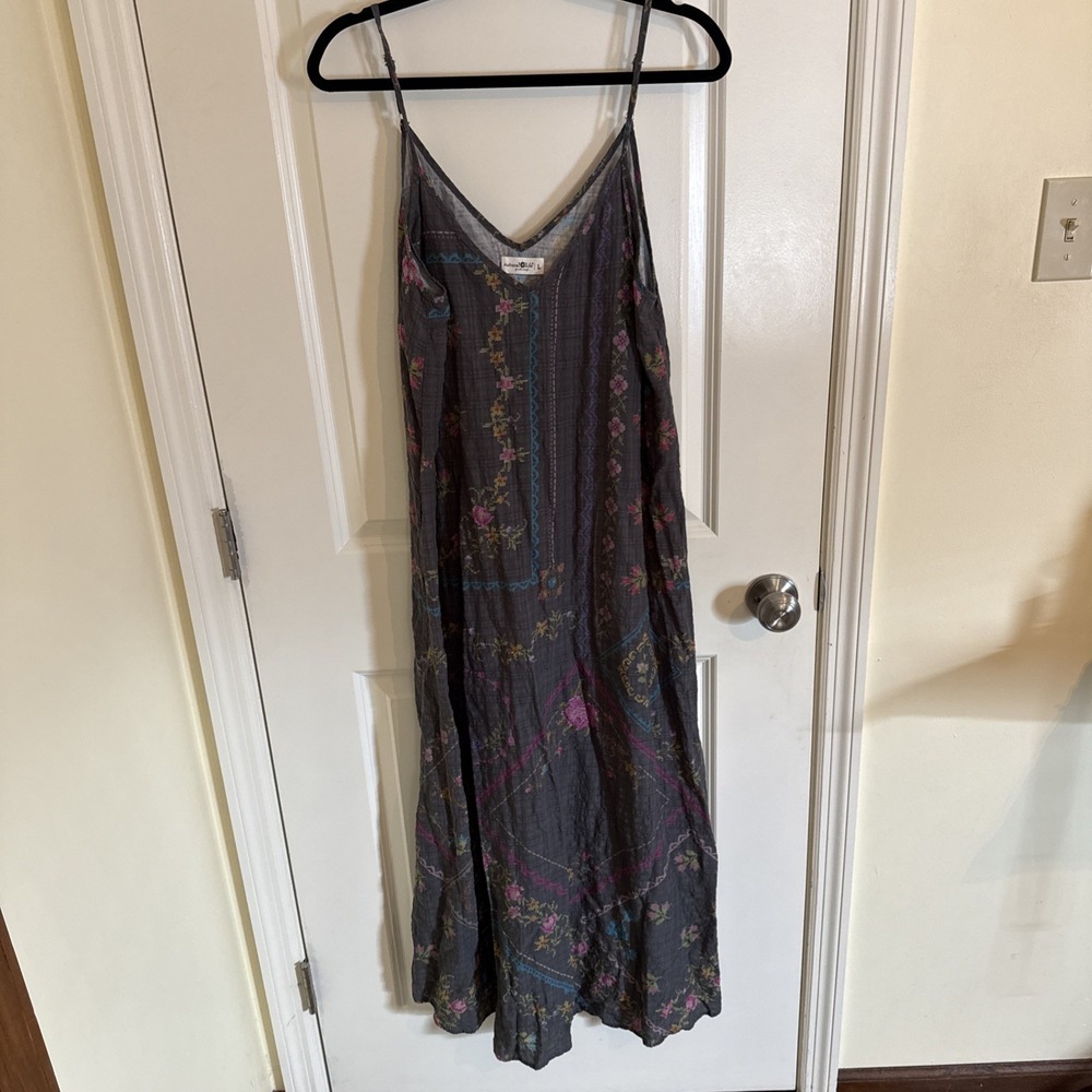 Natural Life Womens Large Floral Sundress Spaghetti Strap Boho Casual Maxi